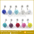 14G Surgical 316L Steel Double Shamballa Navel Rings Belly Button Piercing